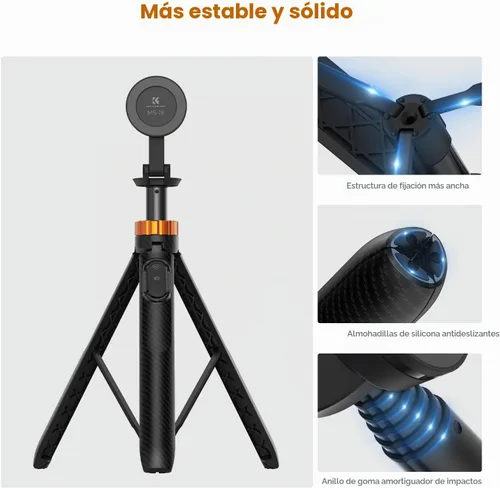 Vista 5 de K&F Concept Trípode magnético para selfie de 63 pulgadas, soporte ligero para teléfono celular con control remoto inalámbrico, compatible con iPhone