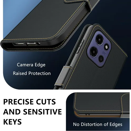 Vista 6 de Funda tipo cartera para Motorola Moto G Power 2026/2025, con bloqueo RFID, de piel sintética, para Moto G Power 2026, cierre magnético, tarjetero