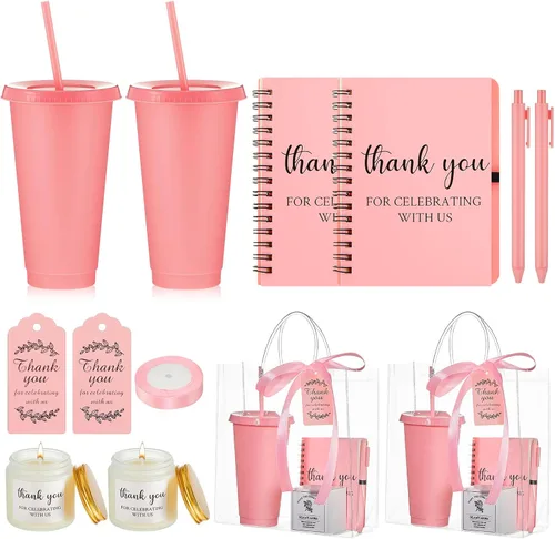 Vista 30 de Nuogo - Juego de 2 premios de ducha para padres para adultos, regalo de despedida de soltera, vaso de plástico, cuaderno con vela perfumada, bolsa