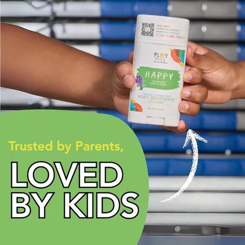 Vista 5 de PLAY PITS - Desodorante infantil para niñas y niños - Natural - Sin sal de aluminio - Seguro para pieles sensibles - HAPPY está infundido