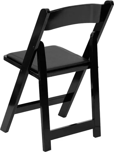 Vista 6 de HERCULES™ silla plegable de madera blanca, con asiento acolchado, Vidrio, Negro