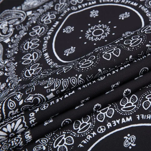 Vista 6 de MCEDAR Mens Casual Button Down Short Sleeve Paisley Printed Summer Vintage Beach Vacation Shirts