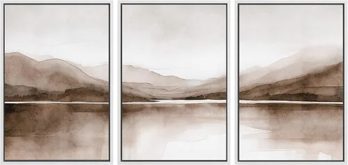 Vista 81 de SIGNWIN Lienzo enmarcado para pared, juego de arte tranquilo con reflejo de lago, acuarela, montaña y agua, ilustraciones modernas, arte abstracto