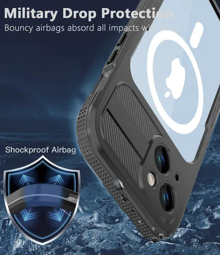 Vista 4 de Diseño para iPhone 15 Plus Funda impermeable de 6.7 pulgadas, cuerpo completo protector a prueba de golpes a prueba de polvo para iPhone 15 Plus