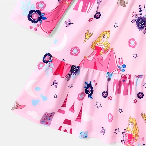 Vista 5 de Disney Princess Toddler Girl Dress Character Print Long Sleeve Playwear Dress 2-6 Years