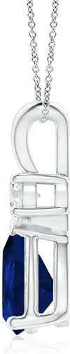 Vista 16 de Angara Colgante de lágrima de zafiro azul natural con diamante en plata/oro macizo de 14 quilates/platino Cumpleaños, compromiso, aniversario