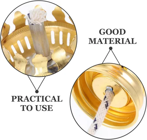 Vista 5 de UKCOCO 2 piezas de repuesto de mecha de lámpara de aceite, accesorios de lámpara de queroseno, quemador chapado en latón con cuello reductor, base