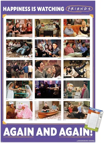 Vista 12 de Trends International Friends 30th - Póster de pared con texto en inglés "Watching Again", 14.72 x 22.37 pulgadas, versión enmarcada de madera