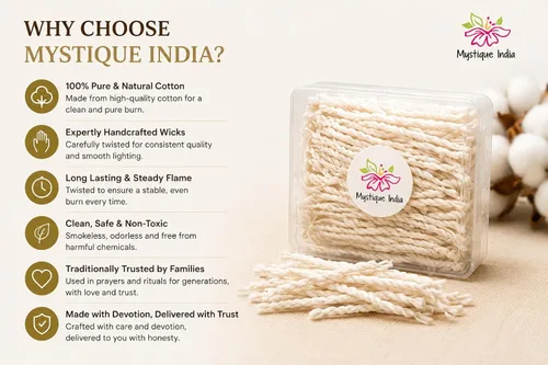 Vista 3 de Largo algodón trenzado mechas Diya Bati Puja religioso Jyot Akhand lámpara de aceite Diwali Iluminación 500 pc (Largo)