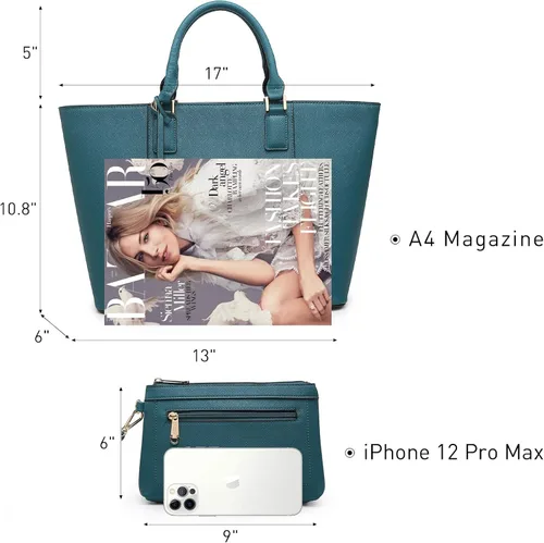Vista 5 de DASEIN - Bolsa de mano para mujer bolsa tipo bandolera asa superior bolsa plana para trabajar