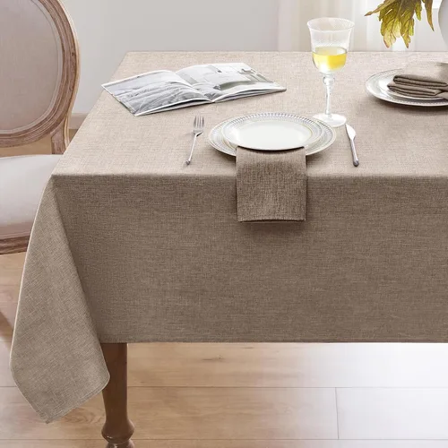Vista 16 de Softalker Mantel pequeño rectangular con textura de lino de 52 x 70 pulgadas, para exteriores, resistente a las manchas y a las arrugas, decorativo