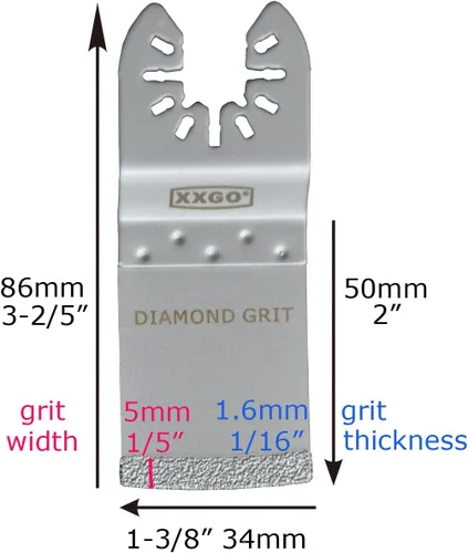Vista 2 de XXGO 4 piezas de cuchillas oscilantes de diamante multiherramienta para quitar lechada de arena XG4202S Lo mejor para la eliminación de lechada