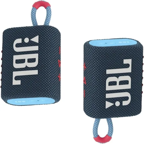 Vista 5 de JBL Go 3 Altavoz Bluetooth Portátil Inalámbrico Impermeable IP67 a Prueba de Polvo para Exteriores (Azul Rosa)