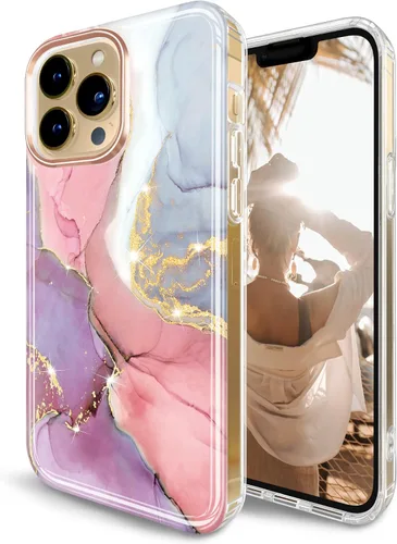 Vista 10 de Funda transparente compatible con iPhone 14 Pro chapado en oro, diseño de mariposa, a prueba de golpes, delgada, de poliuretano termoplástico