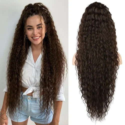 Vista 11 de SEIKEA Extensión de cola de caballo, cola de caballo falsa de 22" larga, ligera, rizada natural completa con cordón, extensión de cabello