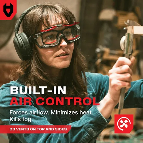 Vista 6 de NoCry Gafas de seguridad transparentes sobre anteojos — para hombres y mujeres con junta, UV380, lentes panorámicos antivaho con ventilación
