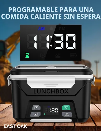 Vista 3 de EAST OAK Fiambrera eléctrica inalámbrica para adultos, lonchera calentada a pilas con calefacción automática, calentador de alimentos portátil