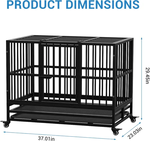 Vista 3 de Jaula resistente para perros grandes, perrera de acero a prueba de escapes para interiores, XL XXL, jaula indestructible extra grande para perros