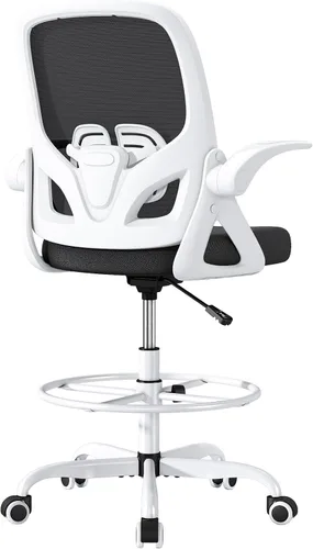 Vista 8 de ORRSAKER Silla de Dibujo Alta con Soporte Lumbar y Anillo Reposapiés, Silla de Escritorio Ergonómica Alta de Apoyo de Altura Extendida para Trabajo