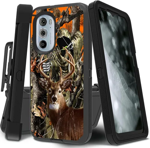 Vista 50 de Funda para Motorola Edge 2021 / Moto Edge 5G UW, protección resistente de 3 capas híbridas a prueba de golpes con funda de clip para cinturón