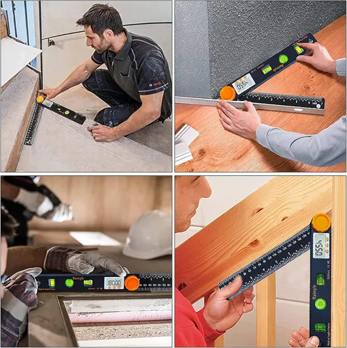 Vista 7 de Rainyb Herramienta de Búsqueda de Ángulo Digital de 7 Pulgadas 0-360 Grados con Transportador Digital LED, Niveles de Burbuja Horizontales