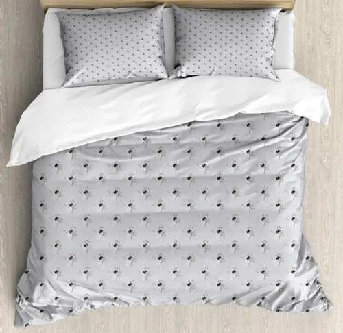 Vista 15 de Ambesonne Cartoon Duvet Cover Set, Pastel Animals Pattern Dragonflies Beetle Ladybug Earth Worm Spring, Decorative 3 Piece Bedding Set with 2 Pillow