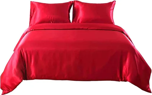 Vista 16 de Juego de edredón 100% satén de seda pura con 2 fundas de almohada, sin arrugas, resistente a la decoloración, una funda de edredón de satén de seda