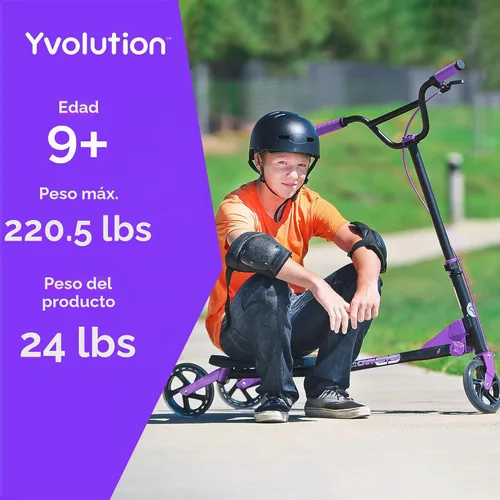 Vista 5 de Yvolution Y Fliker Lift Drift Scooter – 3-Wheel Self-Propelling Wiggle Scooter with Lift Technology, 360° Spinning Handlebars, Foldable, Ages 7+