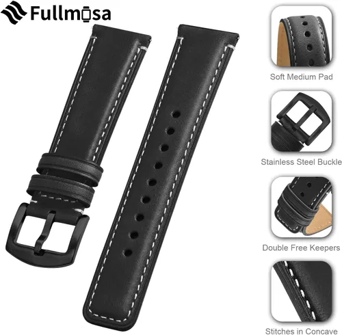 Vista 7 de Fullmosa Correa de reloj de liberación rápida de 0.866 in, 0.787 in y 0.709 in, bandas de cuero bruñido para Samsung Galaxy WatchHuaWei WatchGarmin