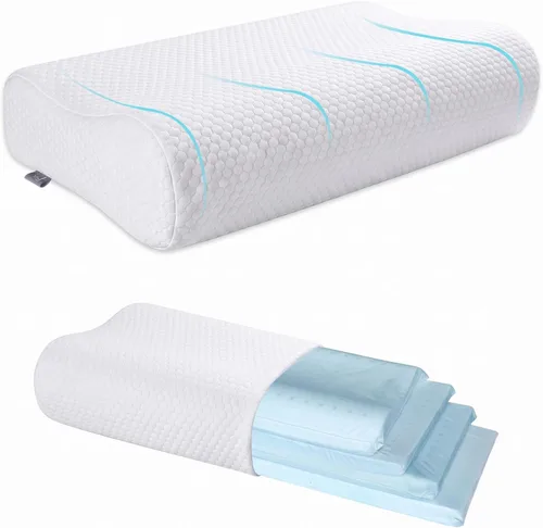 Vista 9 de Almohada de contorno - Almohada cervical de cuello ajustable de suavidad para un soporte ideal, almohada de espuma viscoelástica de 11 alturas
