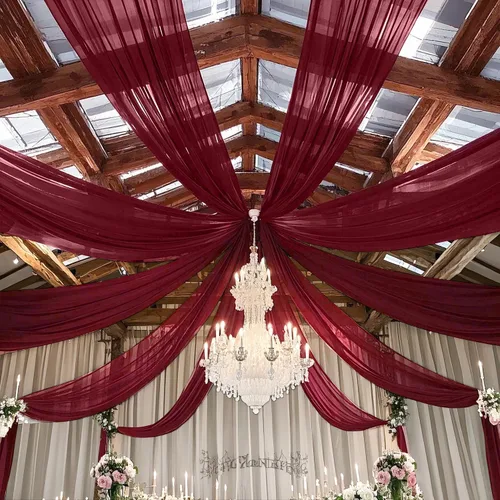 Vista 9 de FOTSHARER Cortinas de techo azules para decoración de boda, 5 x 10 pies, 6 paneles de tela de techo, cortinas de arco de boda, cortinas de gasa
