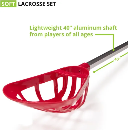 Vista 4 de Champion Sports Soft Lacrosse Set: Equipo de entrenamiento para niños, niñas, niños, jóvenes y atletas aficionados - 12 palos de aluminio y 6 bolas