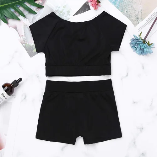 Vista 4 de CHICTRY Conjunto de 2 piezas para niñas Team Basics para bailar y entrenar