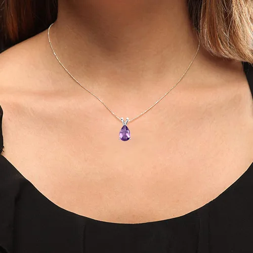 Vista 3 de Dazzlingrock Collection Colgante de lágrima de 0.315 x 0.236in con corte de pera para mujer (cadena de plata incluida), plata de ley