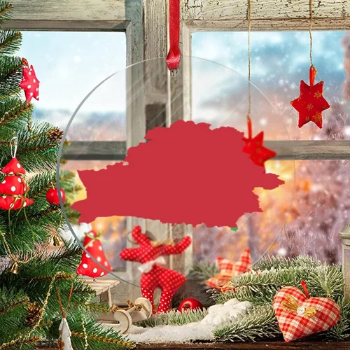 Vista 5 de Silueta de bandera de Bielorrusia, adornos de árbol de Navidad, bandera nacional, recuerdo de Navidad, adornos acrílicos de Bielorrusia