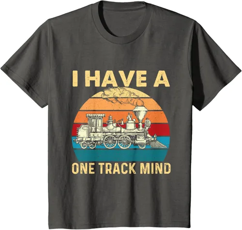 Vista 38 de Camiseta con texto en inglés "I Have A One Track Mind - Trainspotter Model Train Railroad, Negro, S
