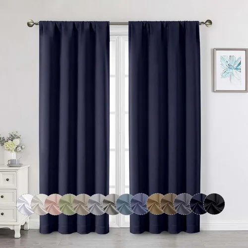Vista 154 de Cortinas opacas para dormitorio, sala de estar, juego de 2 paneles de 54 pulgadas de largo, cortinas de oscurecimiento de habitación con aislamiento