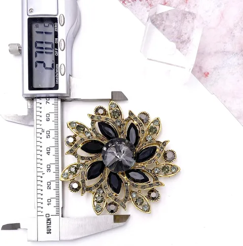 Vista 3 de LAXPICOL Broche de flores elegantes de cristal austriaco vintage para mujer