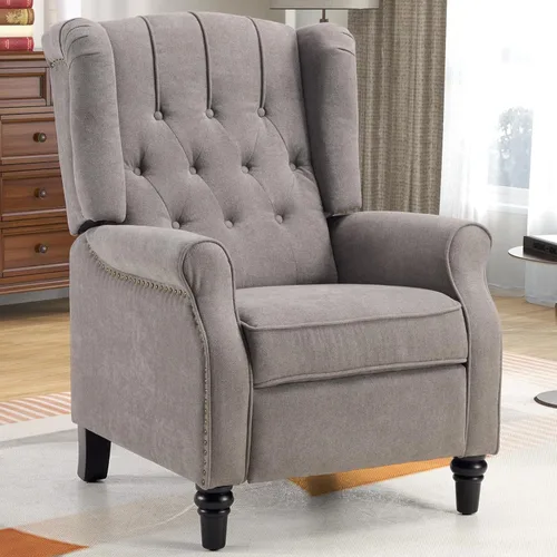 Vista 12 de CANMOV Silla Reclinable de Empuje hacia Atrás, Silla Decorativa, Sillón Reclinable de Mediados de Siglo con Respaldo Alto, Silla Reclinable de Tela