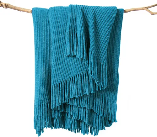 Vista 12 de lifein Manta de felpilla de 50 x 60 pulgadas, suave manta de punto bohemio para sofá, acogedora decoración de casa de campo, manta ligera para todas