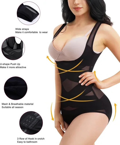 Vista 4 de REYEOGO Body moldeador para mujer, con control de abdomen, levantador de glúteos, cintura alta, moldeador de estómago, faja adelgazante