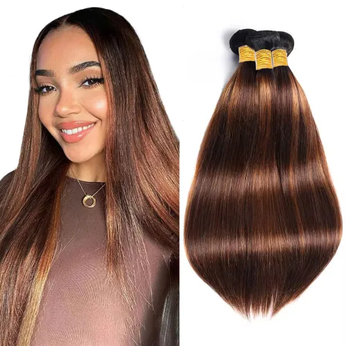 Vista 245 de 300g 1B27 Human Hair Bundles Honey Blonde Bundles Human Hair 10A Brazilian Virgin Remy Hair Extensions 8 10 12 Inch