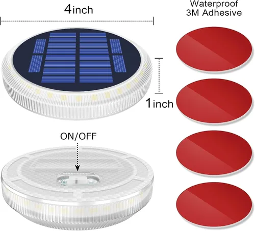 Vista 6 de WILLED Luces solares para escalones – Luces solares para terraza al aire libre IP65 impermeables, paquete de 4 – blanco cálido, alimentado por