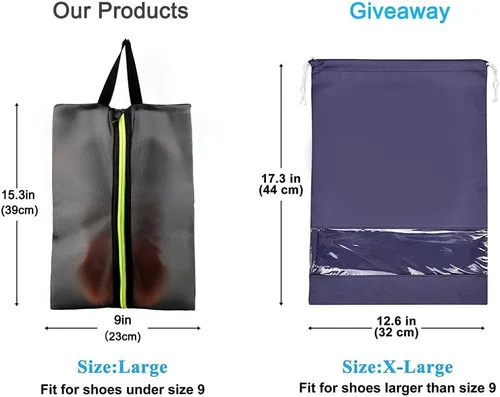 Vista 2 de TOPFIY - Bolsas para zapatos de golf adecuadas para deportes, golf, viajes, uso diario, viajes, con cremallera, almacenamiento plegable