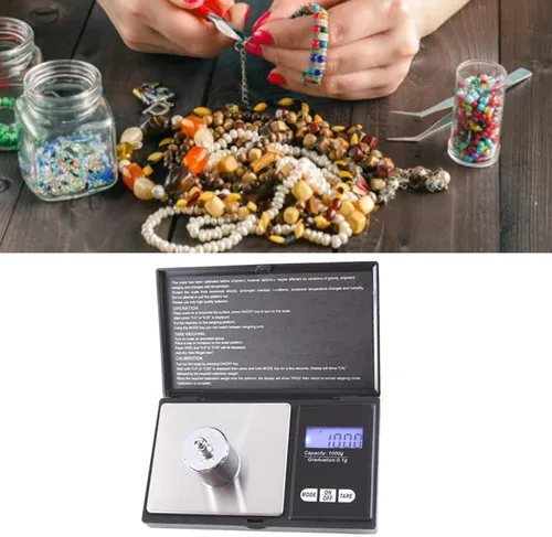 Vista 6 de Mini báscula digital de bolsillo, báscula de bolsillo de precisión con peso de calibración de 3.53 oz, 7.05 oz x 0.00 oz, báscula digital de gramos