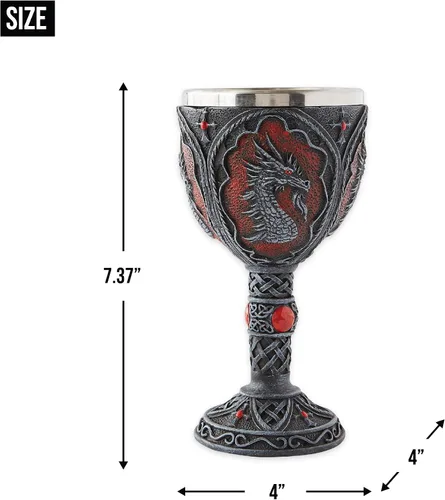 Vista 10 de Zingz & Thingz Believe In Magic Collection - Vasos de resina para decoración de cocina y bar, 4 x 4 x 7.375 pulgadas, diseño de dragón real