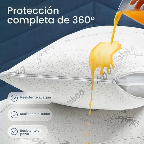 Vista 2 de Protectores de almohada 100% impermeables estándar de 20 x 26 pulgadas, funda de almohada con cremallera, almohadilla silenciosa garantizada, ultra
