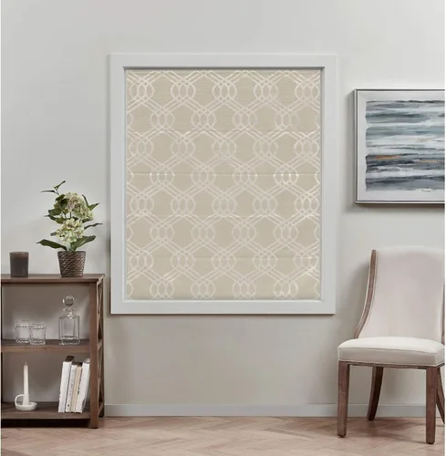 Vista 8 de Exclusive Home Prague Trellis - Persiana romana 100% opaca de 27 x 64 pulgadas, natural