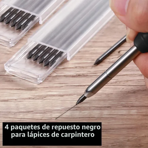 Vista 7 de Hiboom 24 piezas de repuesto HB de 0.110 in para lápiz de carpintero, lápiz de estudio de larga duración para lápiz mecánico, construcción de Negro