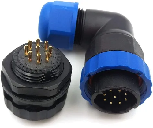 Vista 12 de SD28 2 pines ~ 26 pines codo con brida impermeable IP68 1.102 in Panel Mount Circular Aviación Cable Conector